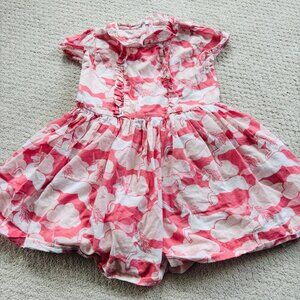 Mini Boden pink unicorn ruffle cotton summer dress